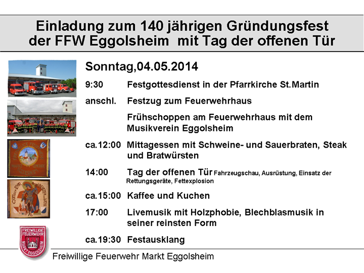 Einladung 140 Jahre FFw Eggolsheim